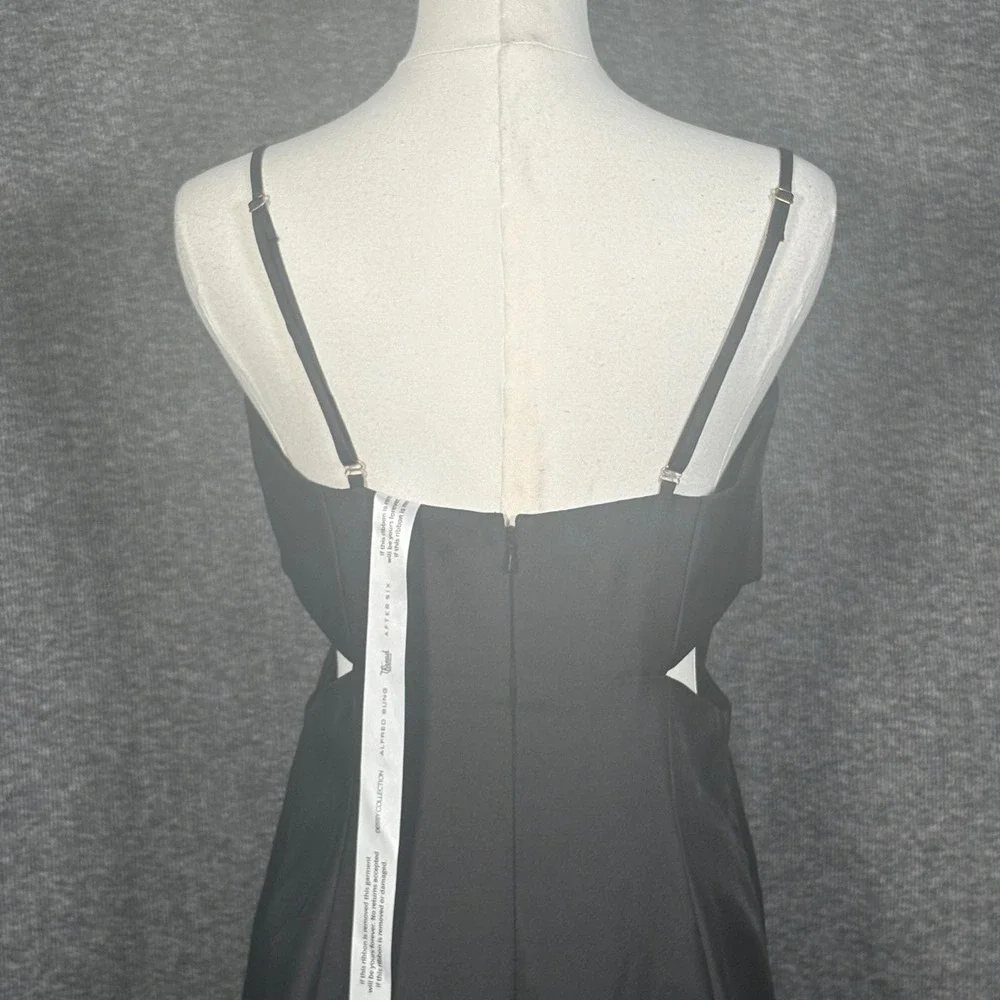 Alfred Sung Black Cutout Back Maxi Gown Formal Evening Dress Size 4 - Picture 7 of 13